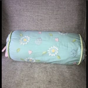 Pottery Barn Kids Floral Bolster Pillow - Blue and Pink